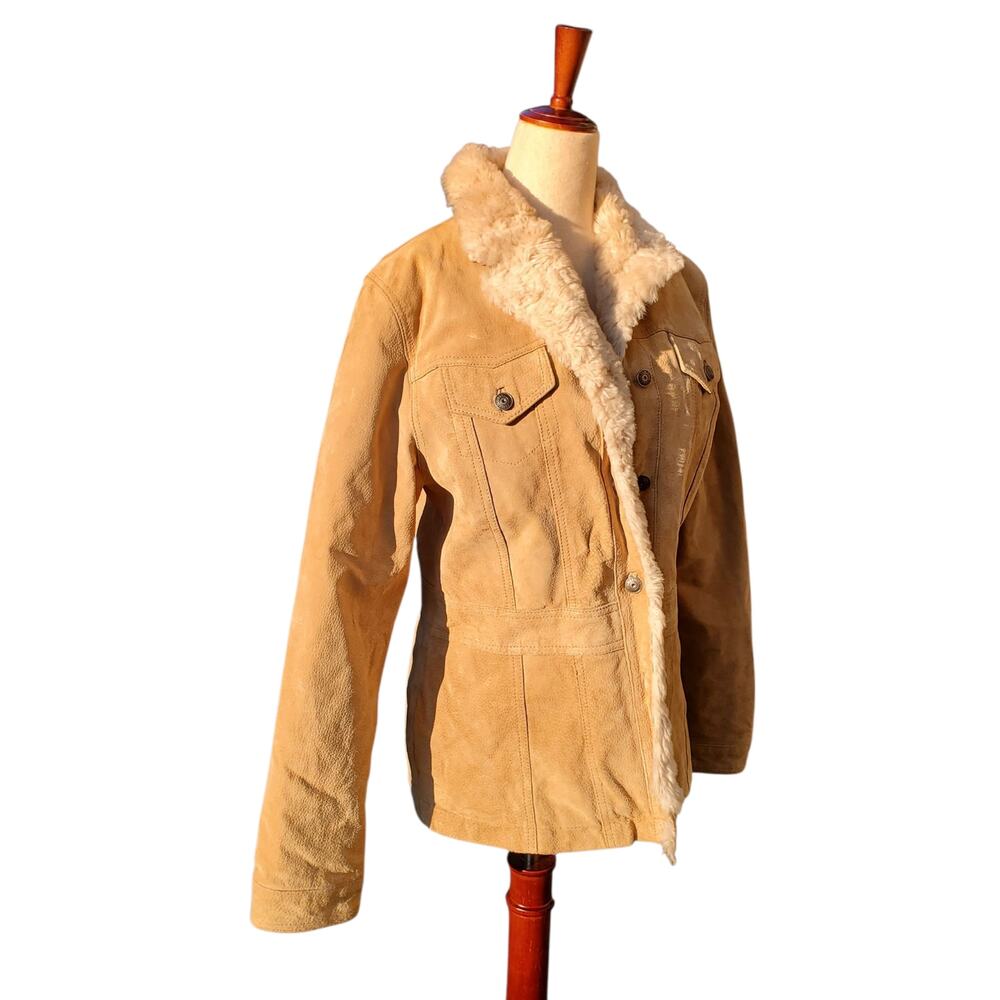 Wilsons Leather Stiffed Suede Faux Shearling Lined Jacket - Women's Medium - Picture 3 of 7